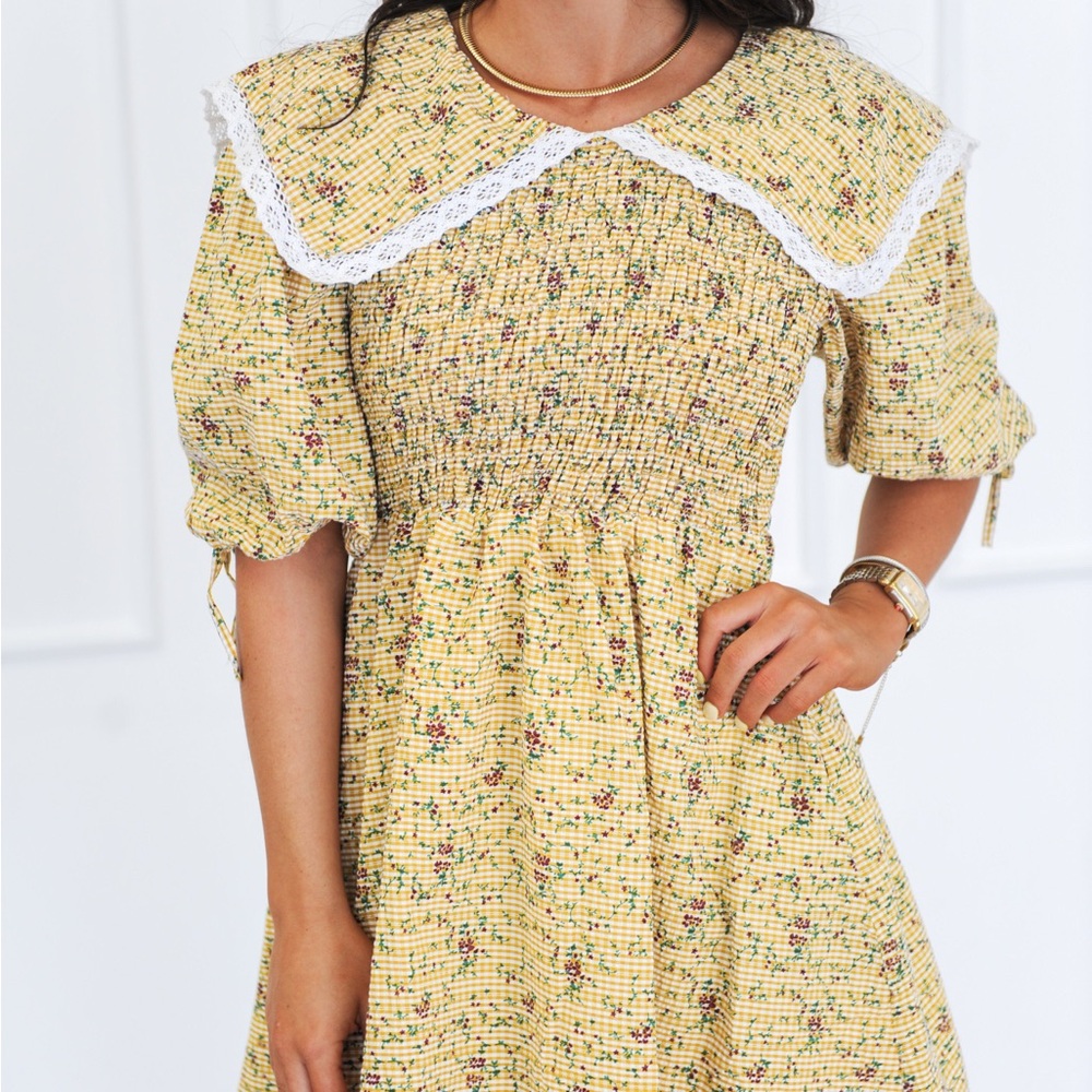 Just Me Yellow Floral Mini Dress